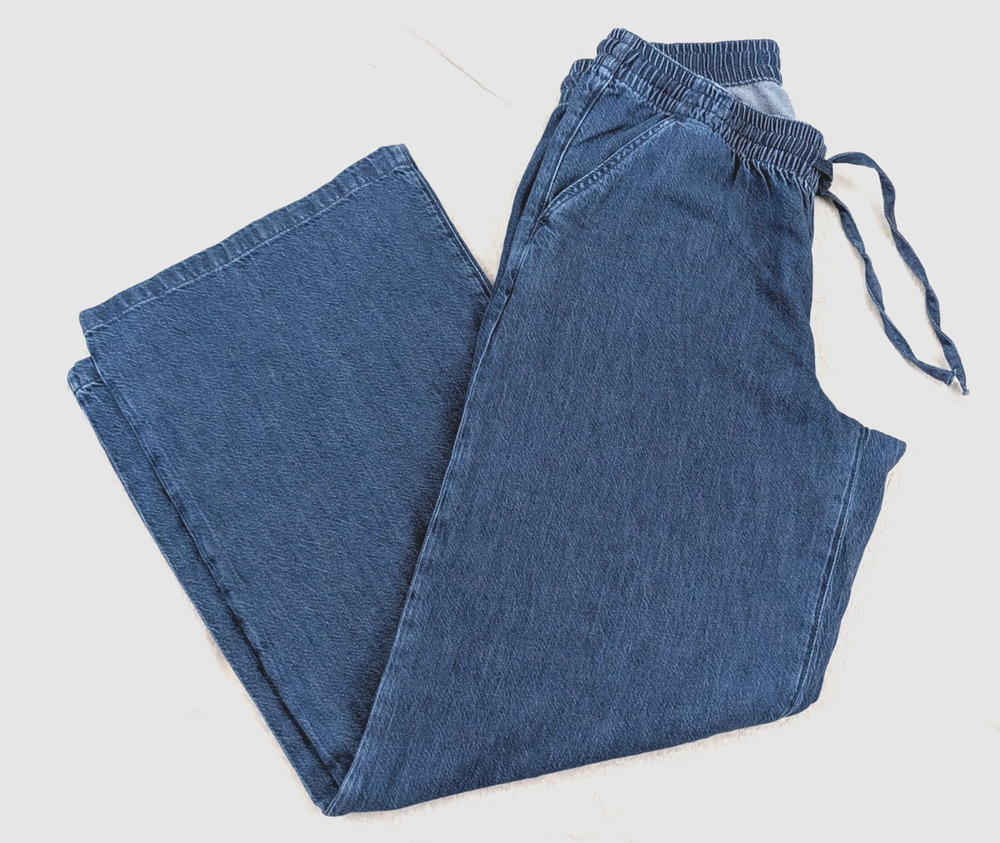 Hatch sz 3 L Gavin Pant the denim drawstring blue wide leg maternity 1138